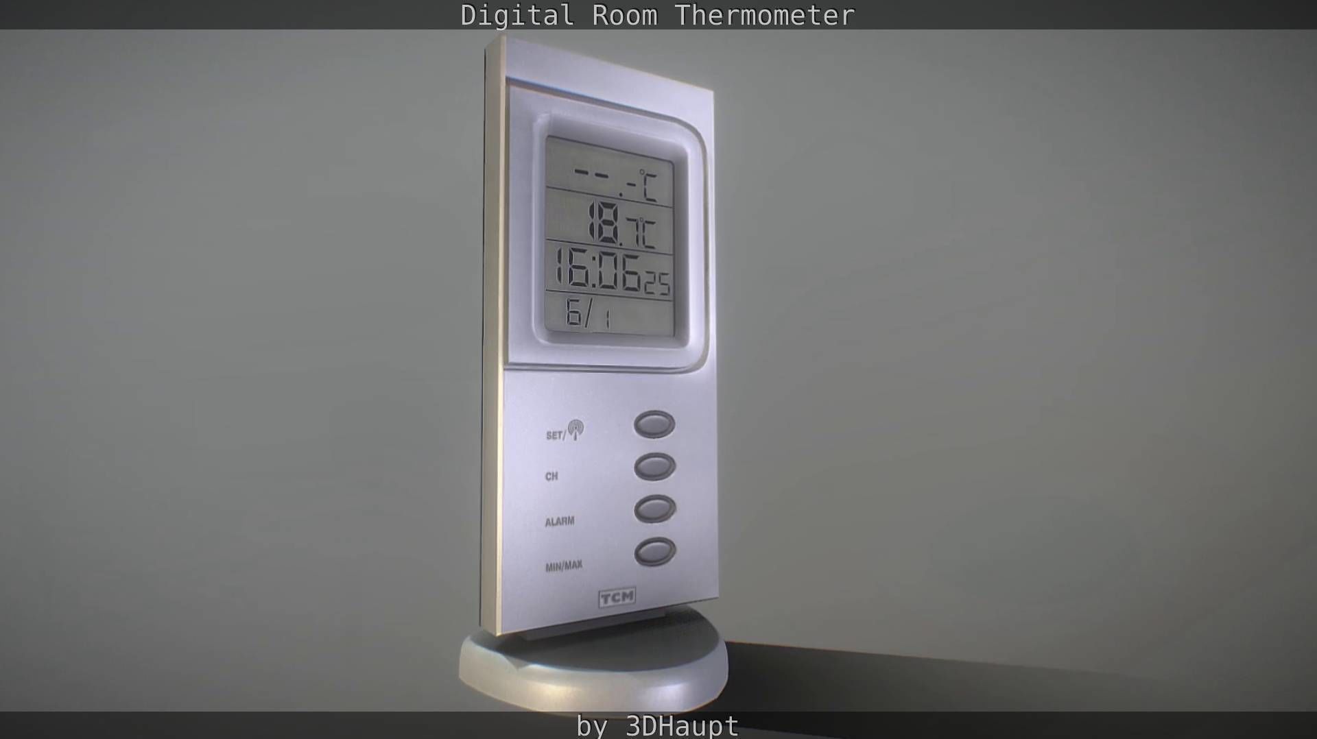 Digital room thermometer Low-poly 3D model_58