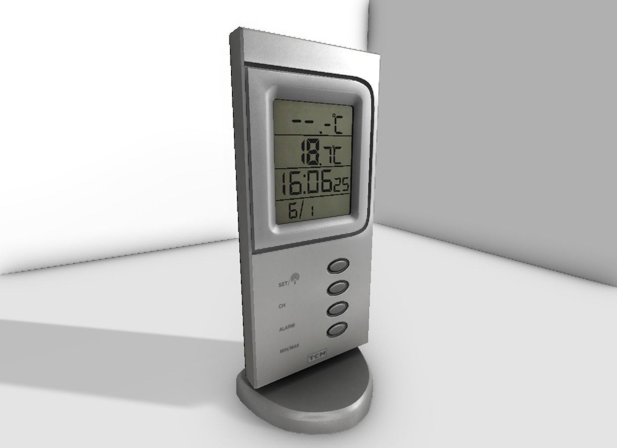 Digital room thermometer Low-poly 3D model_3