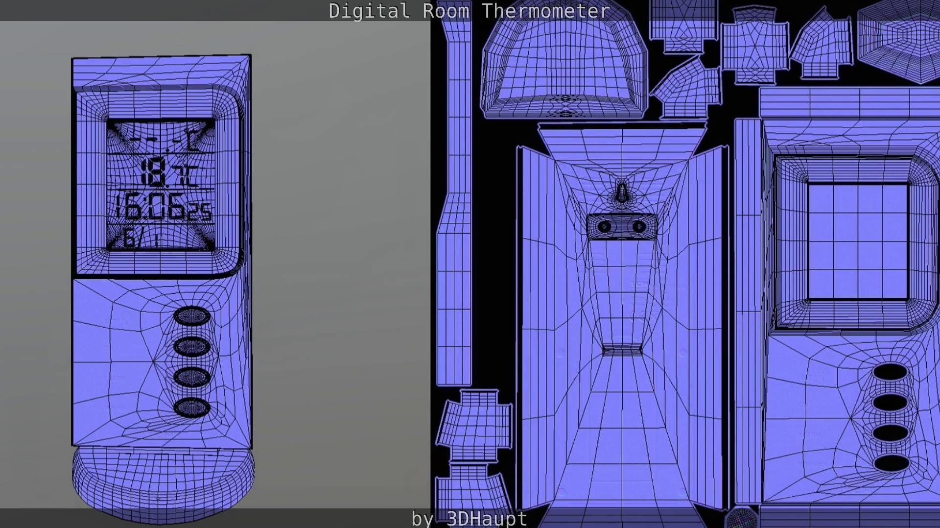 Digital room thermometer Low-poly 3D model_73