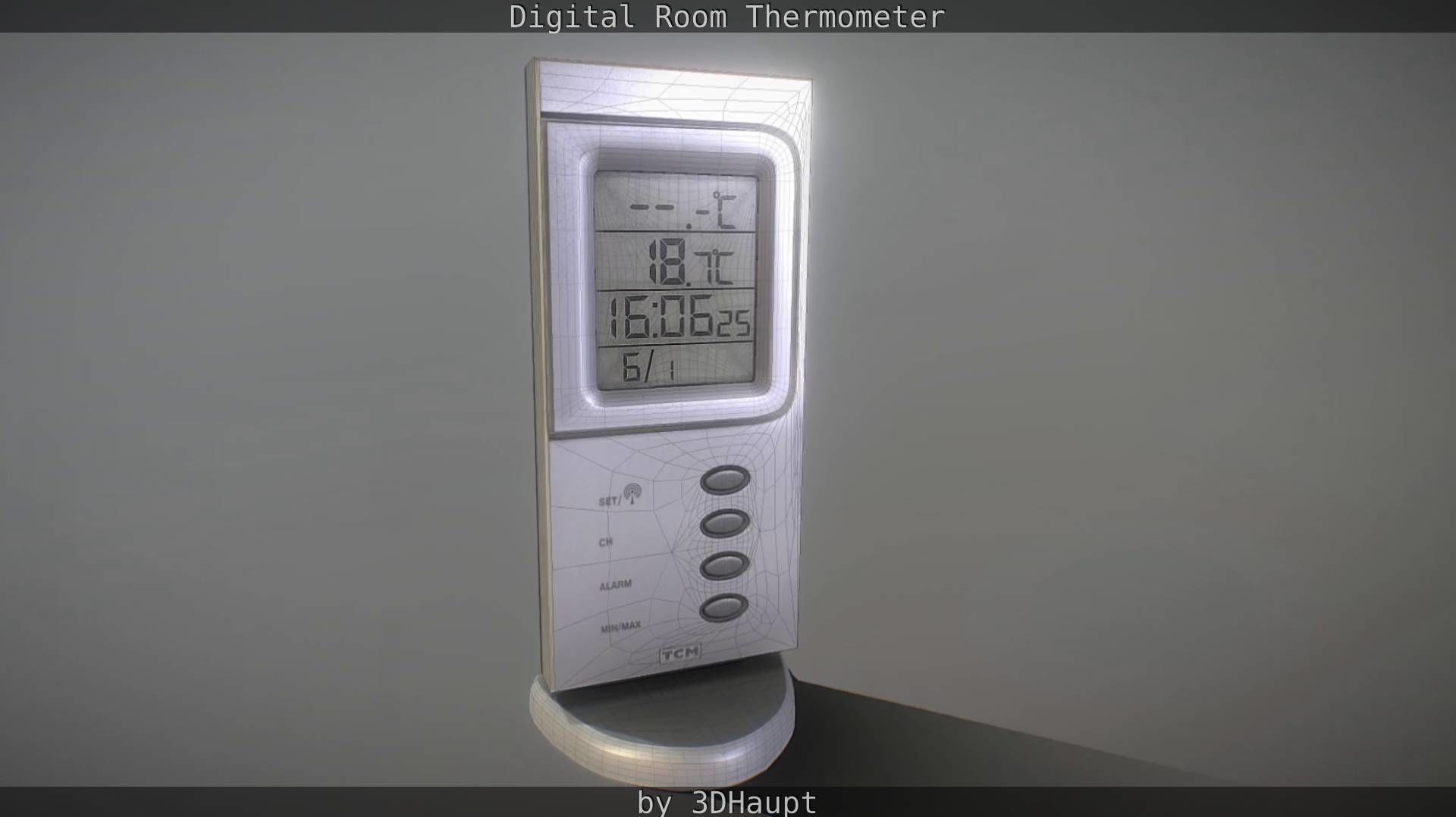 Digital room thermometer Low-poly 3D model_79