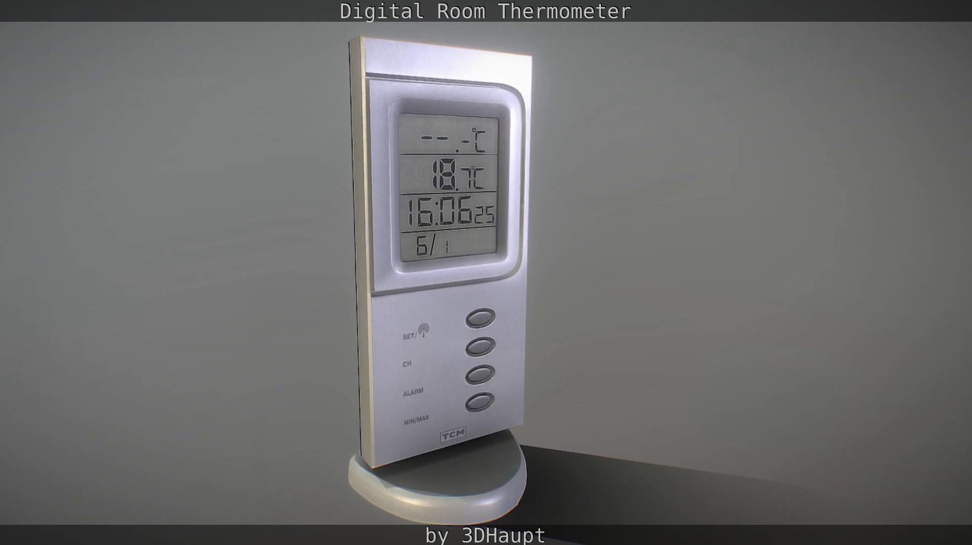 Digital room thermometer Low-poly 3D model_80