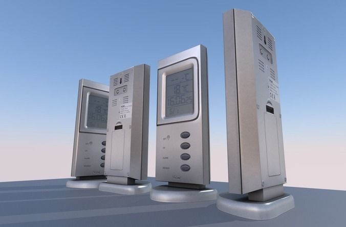 Digital room thermometer Low-poly 3D model_12