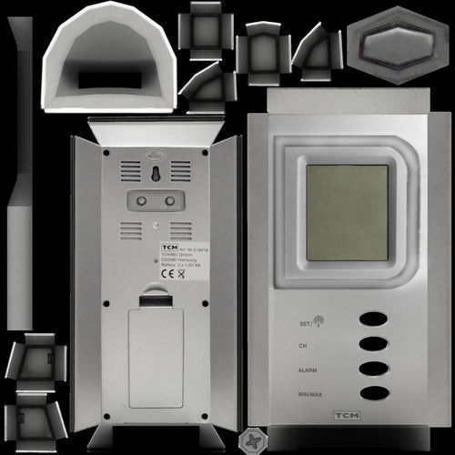 Digital room thermometer Low-poly 3D model_17