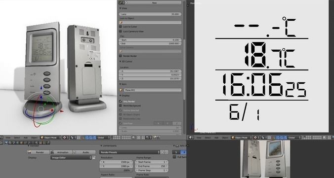 Digital room thermometer Low-poly 3D model_15
