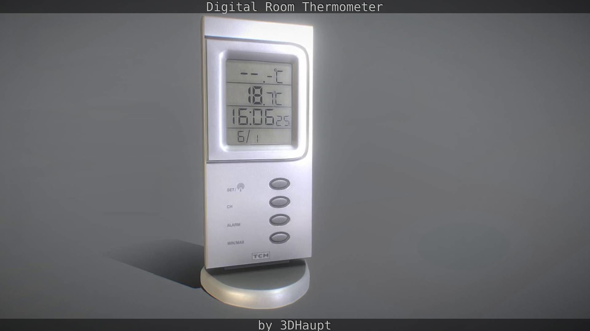 Digital room thermometer Low-poly 3D model_20