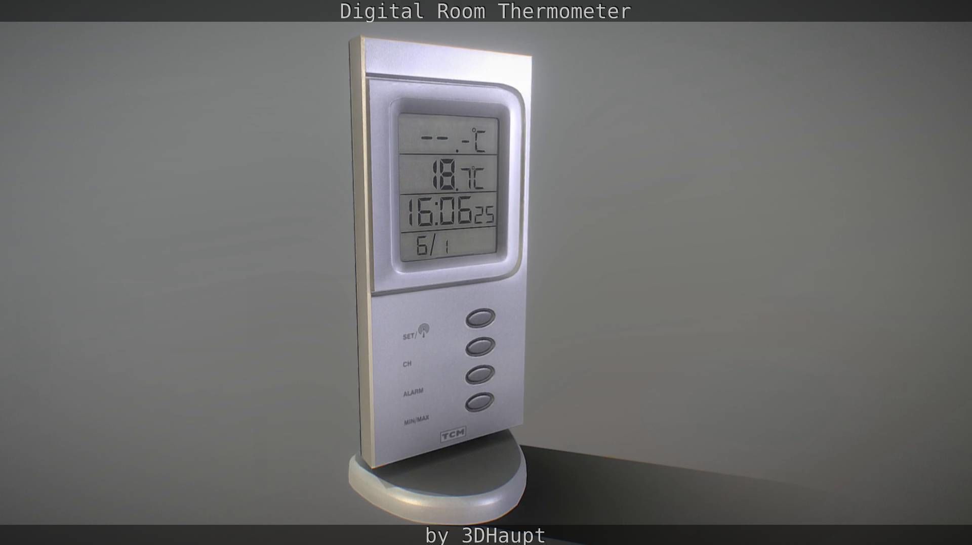 Digital room thermometer Low-poly 3D model_81