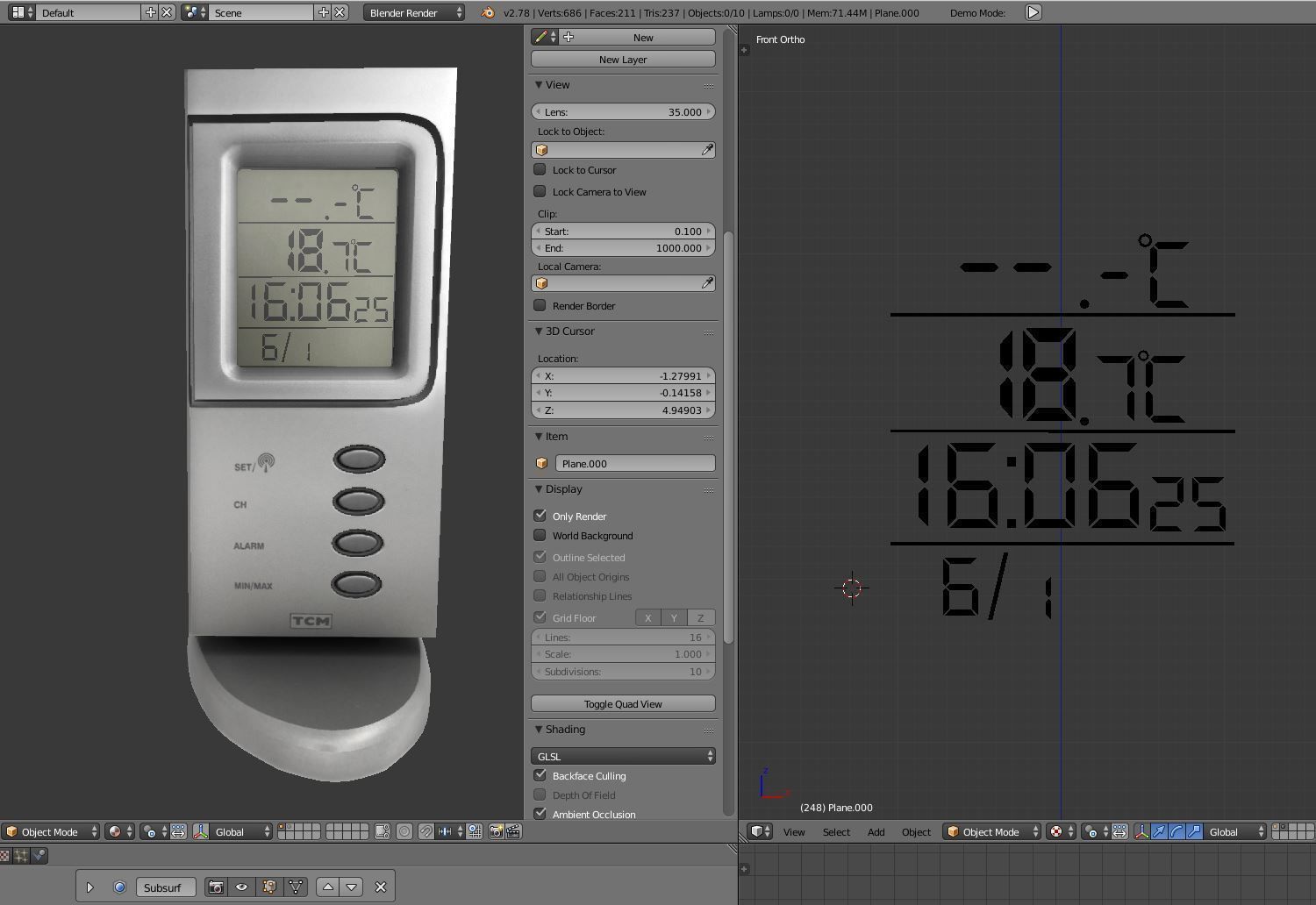Digital room thermometer Low-poly 3D model_5