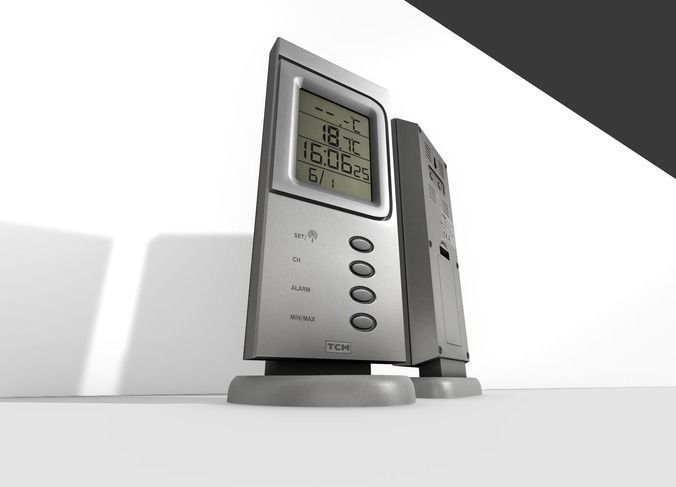 Digital room thermometer Low-poly 3D model_10