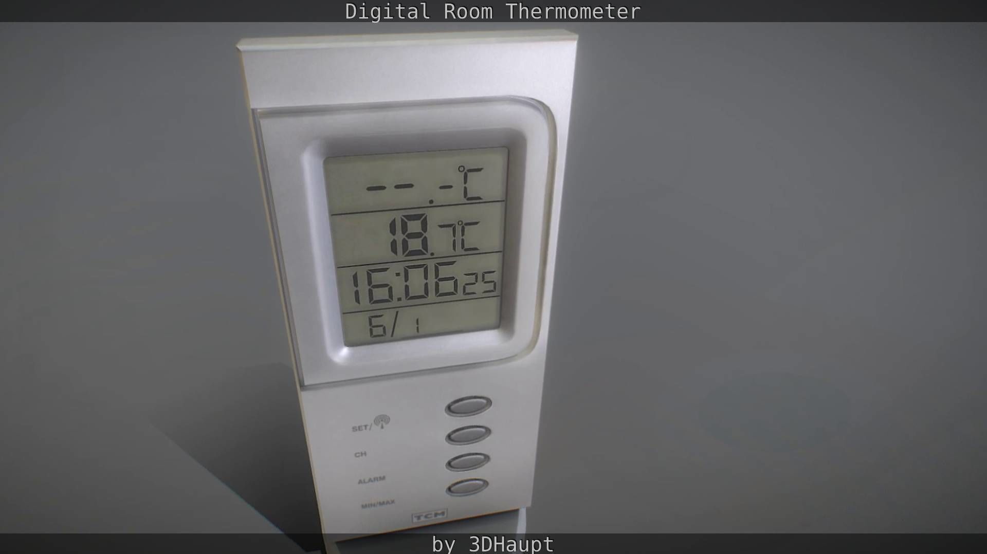 Digital room thermometer Low-poly 3D model_35