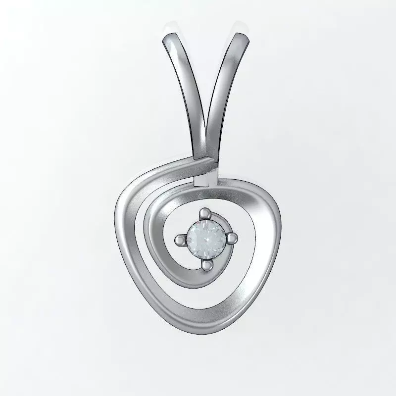 Pendant silver with diamond in center 3D print model_0