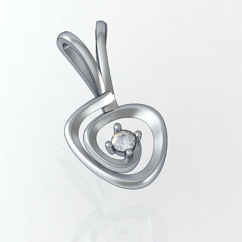 Pendant silver with diamond in center 3D print model_4