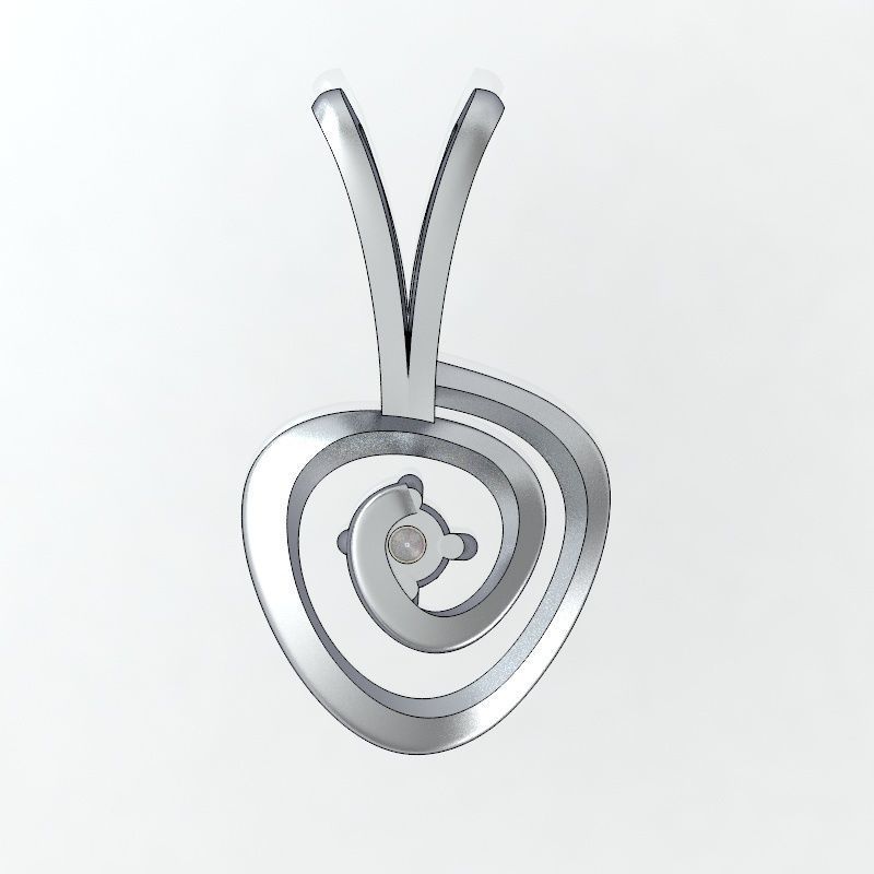Pendant silver with diamond in center 3D print model_3