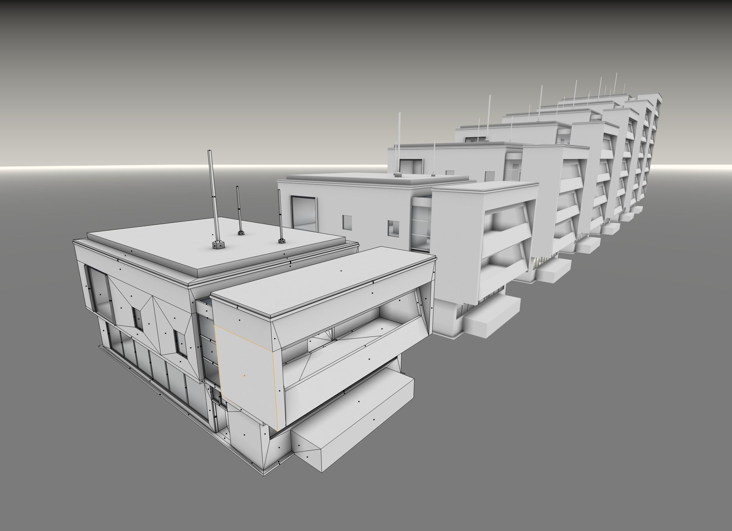 Residential Buildings Set Low-poly 3D model_11