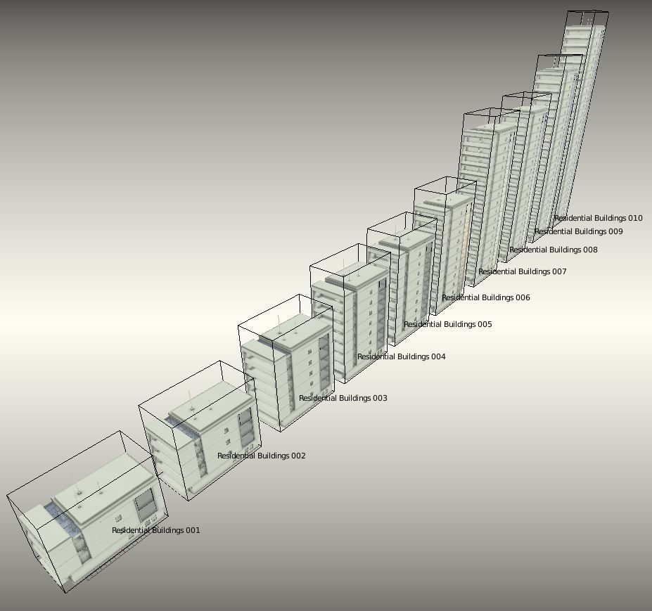 Residential Buildings Set Low-poly 3D model_3