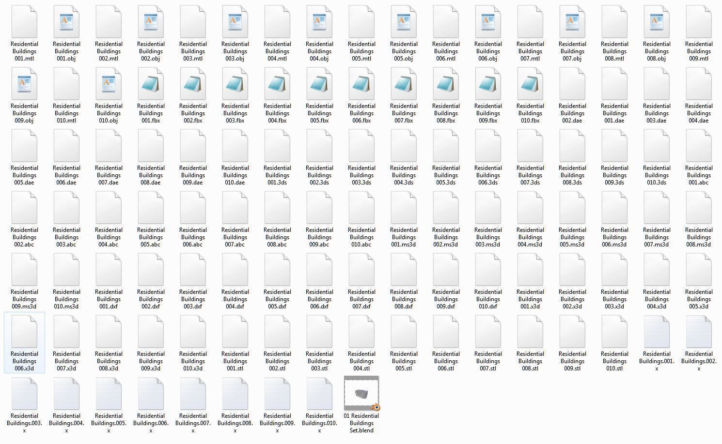 Residential Buildings Set Low-poly 3D model_5