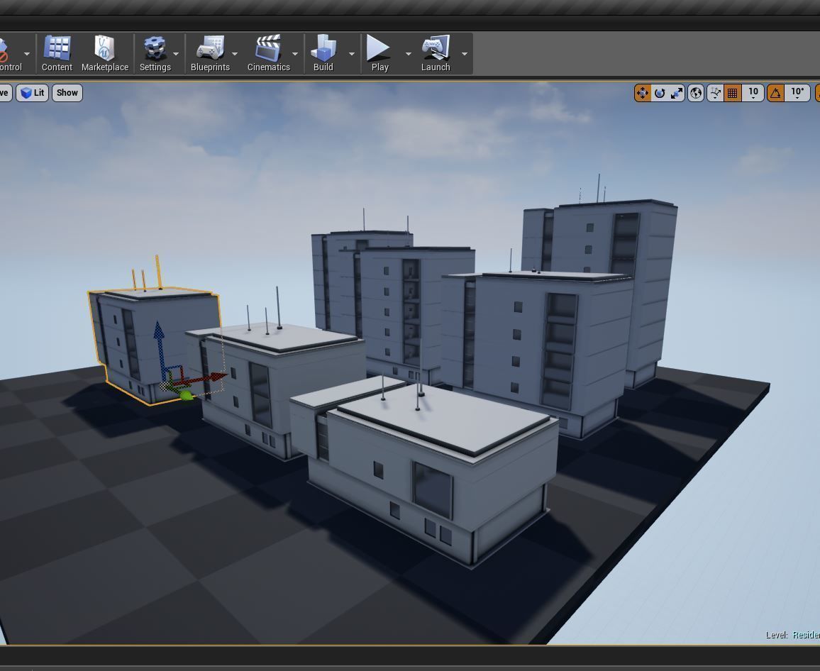Residential Buildings Set Low-poly 3D model_22