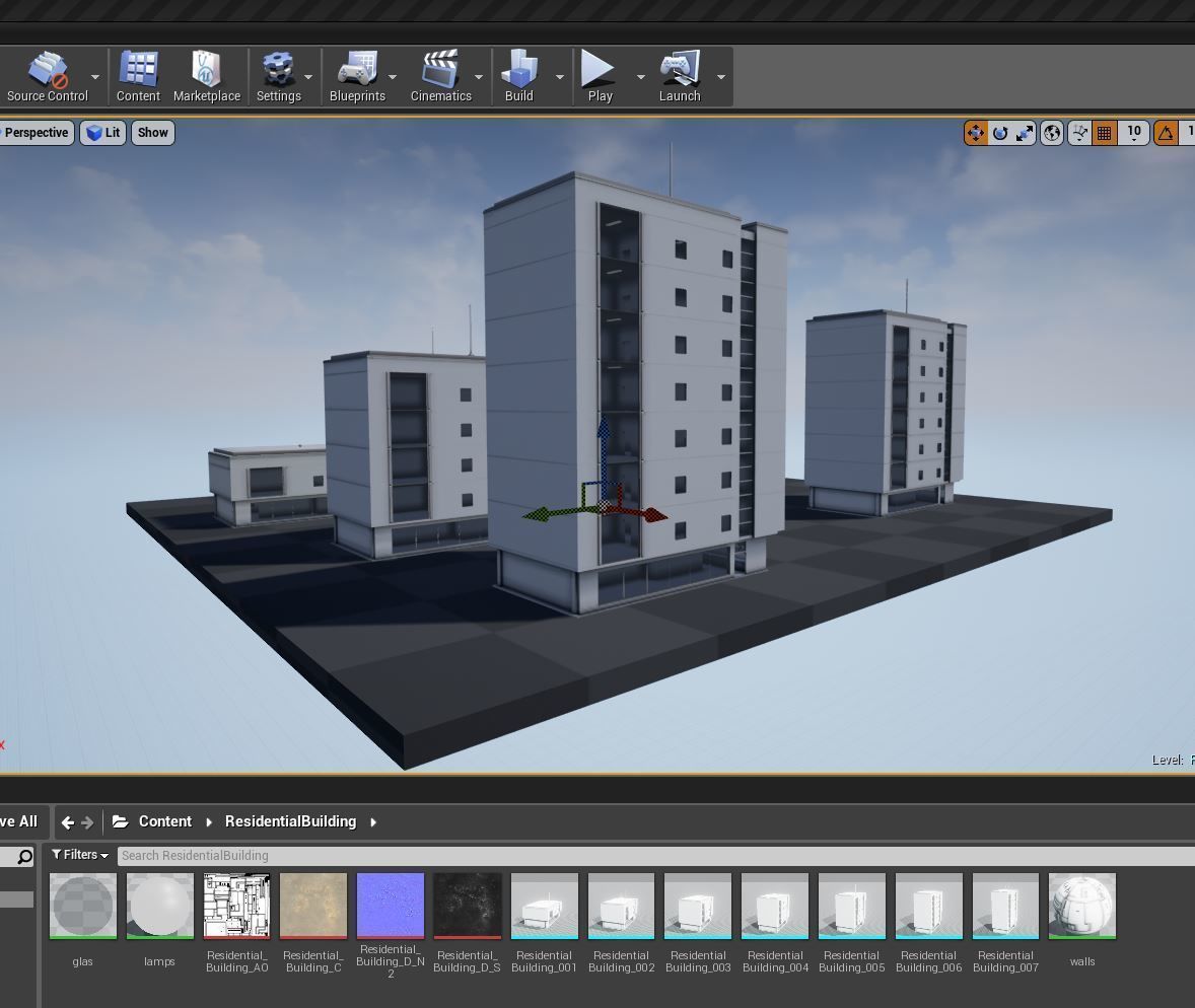 Residential Buildings Set Low-poly 3D model_23