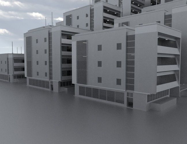 Residential Buildings Set Low-poly 3D model_18