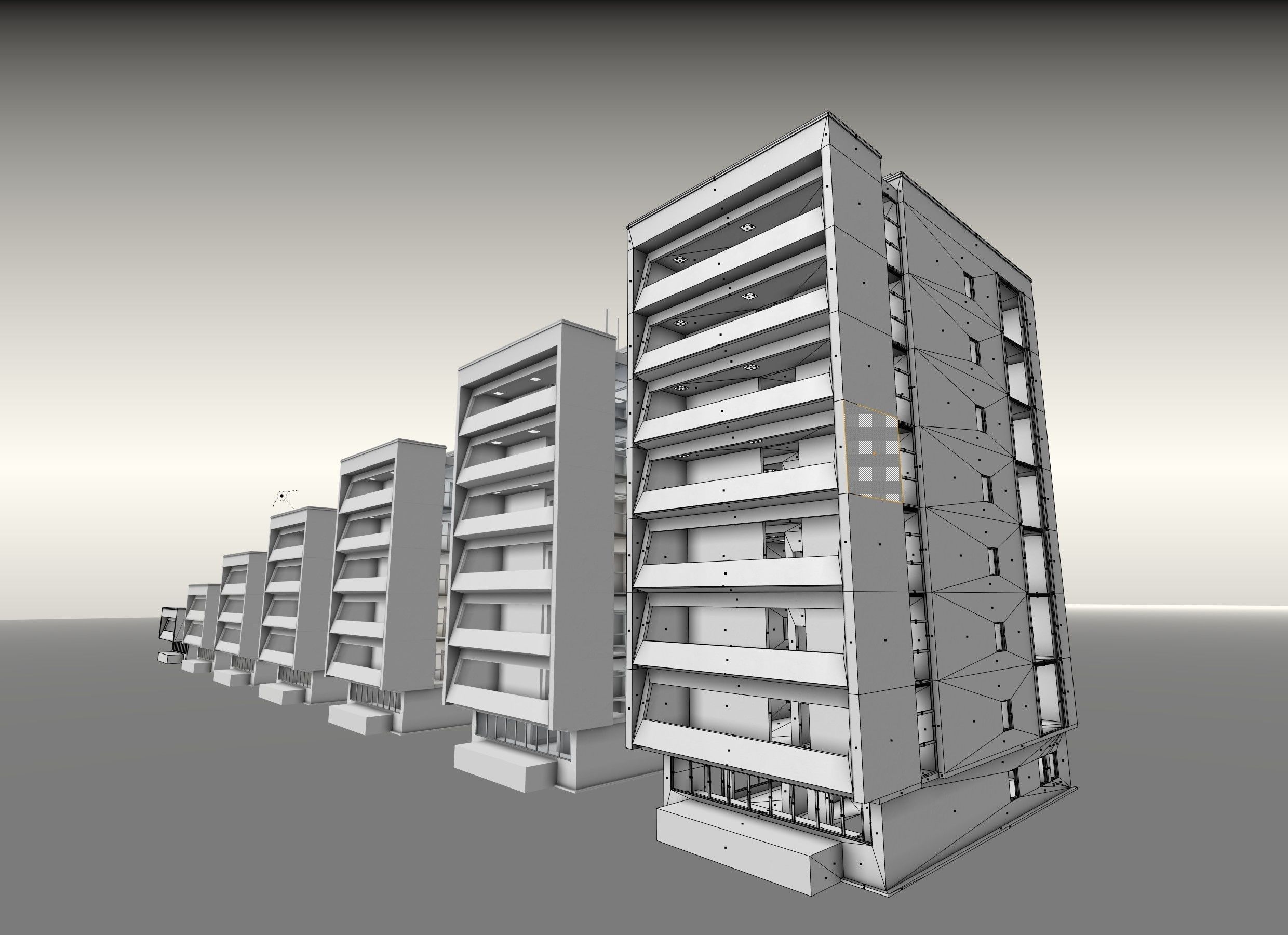Residential Buildings Set Low-poly 3D model_10