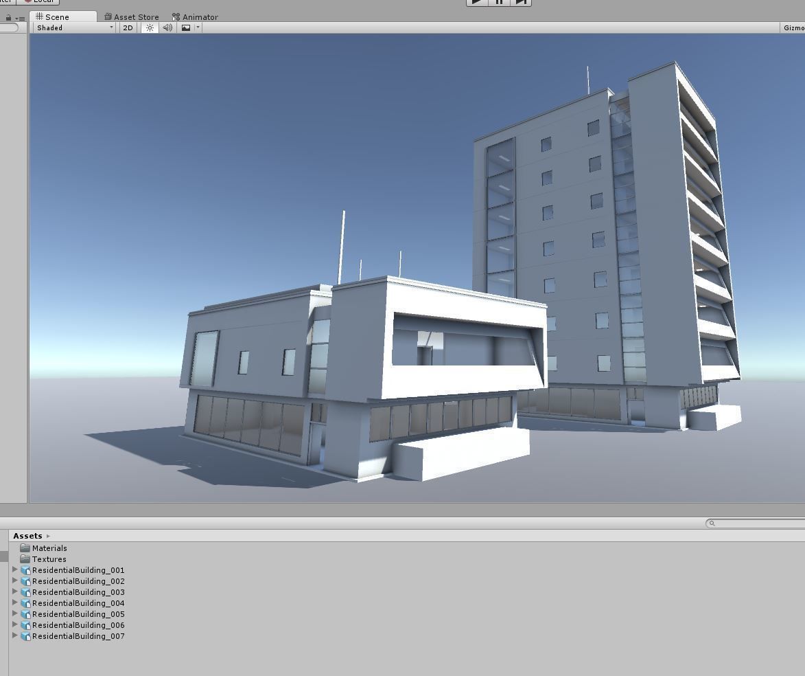 Residential Buildings Set Low-poly 3D model_28