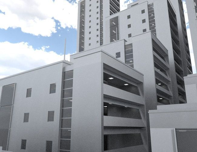 Residential Buildings Set Low-poly 3D model_4
