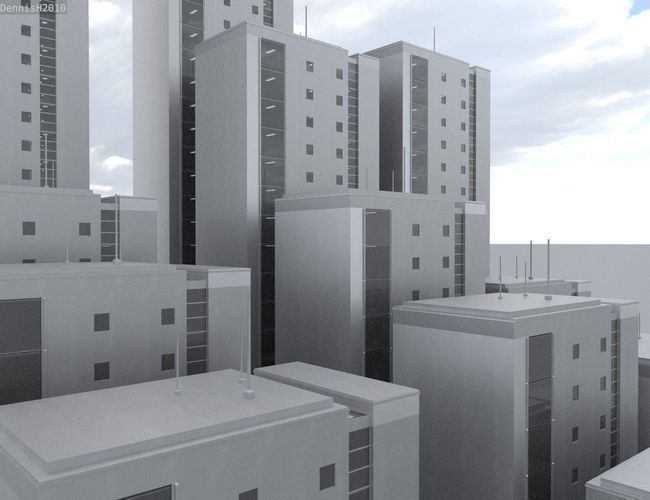 Residential Buildings Set Low-poly 3D model_16