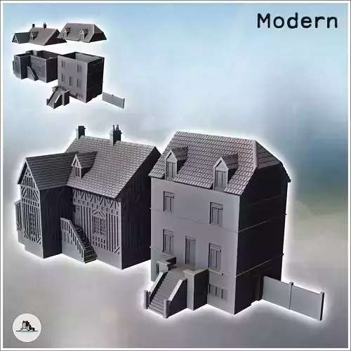 Set of two houses from Sword Beach Ouistreham Normandy France - 