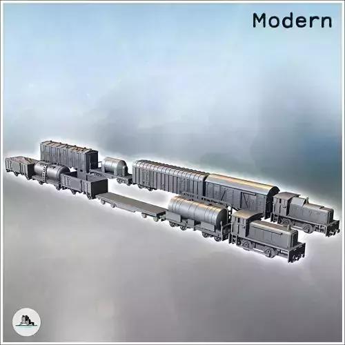 Modern Material Transport Wagon Set and Wagons with Tanks 1 - Mo