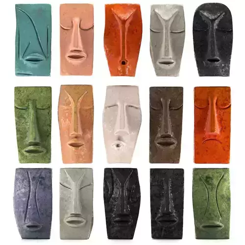 Set of Abstract Face Wall Sculptures