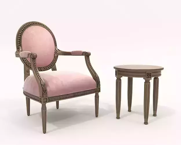 Classic European Style Coffee Table and Armchair 21