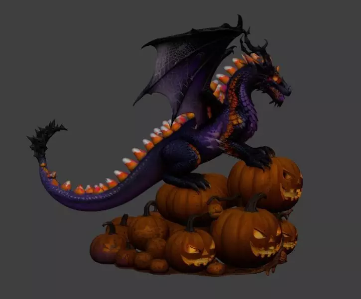 dragon halloween Low-poly 3D model_5