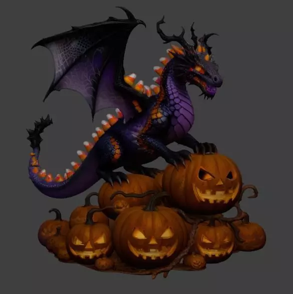 dragon halloween Low-poly 3D model_0