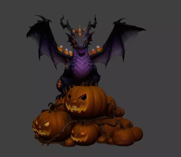 dragon halloween Low-poly 3D model_2