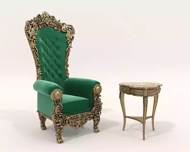 Classic European Style Coffee Table and Armchair 22