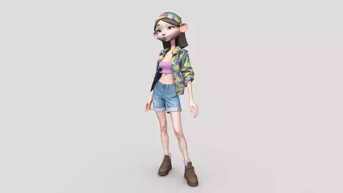 Stylized young woman 3d character 3D Model