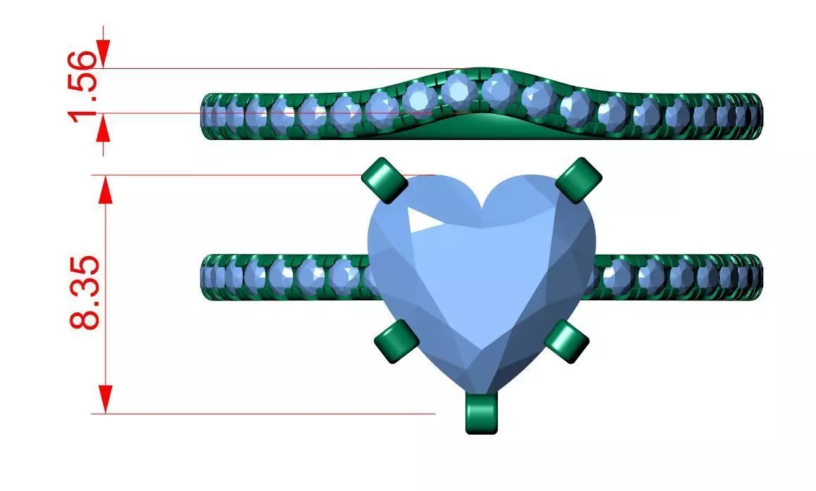 Heart Engagement Ring 3D print model_9