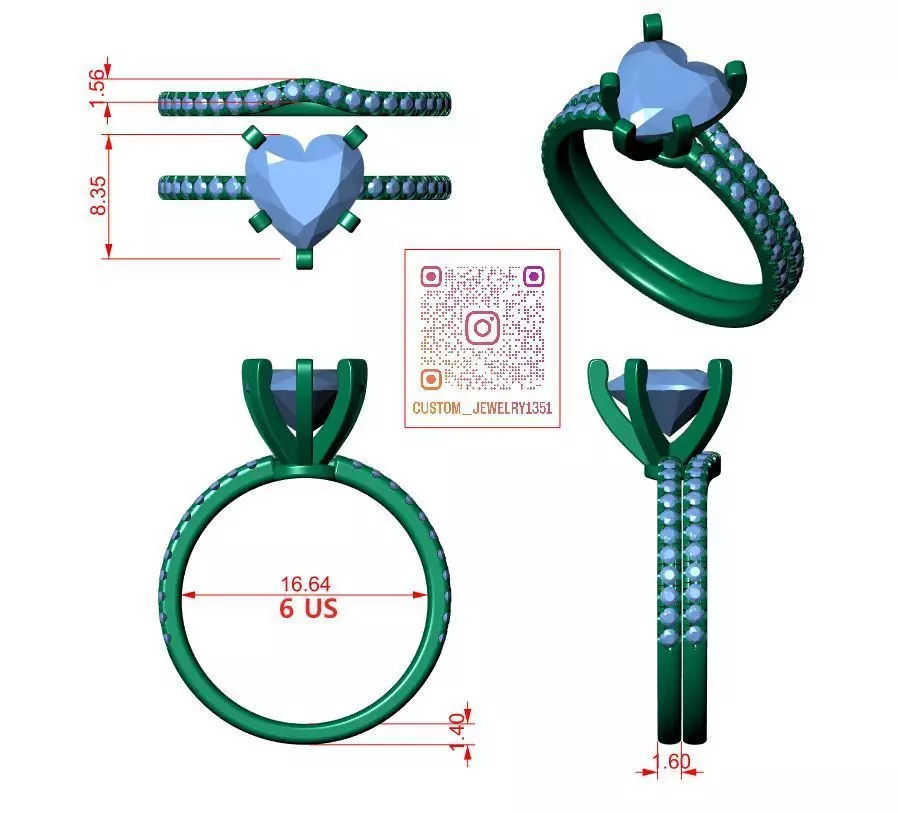 Heart Engagement Ring 3D print model_8