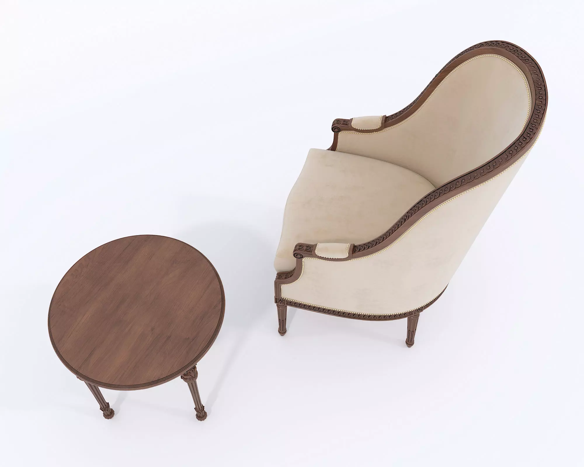 Classic European Style Coffee Table and Armchair 23 3D model_4