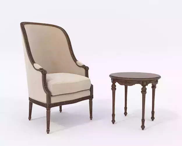 Classic European Style Coffee Table and Armchair 23