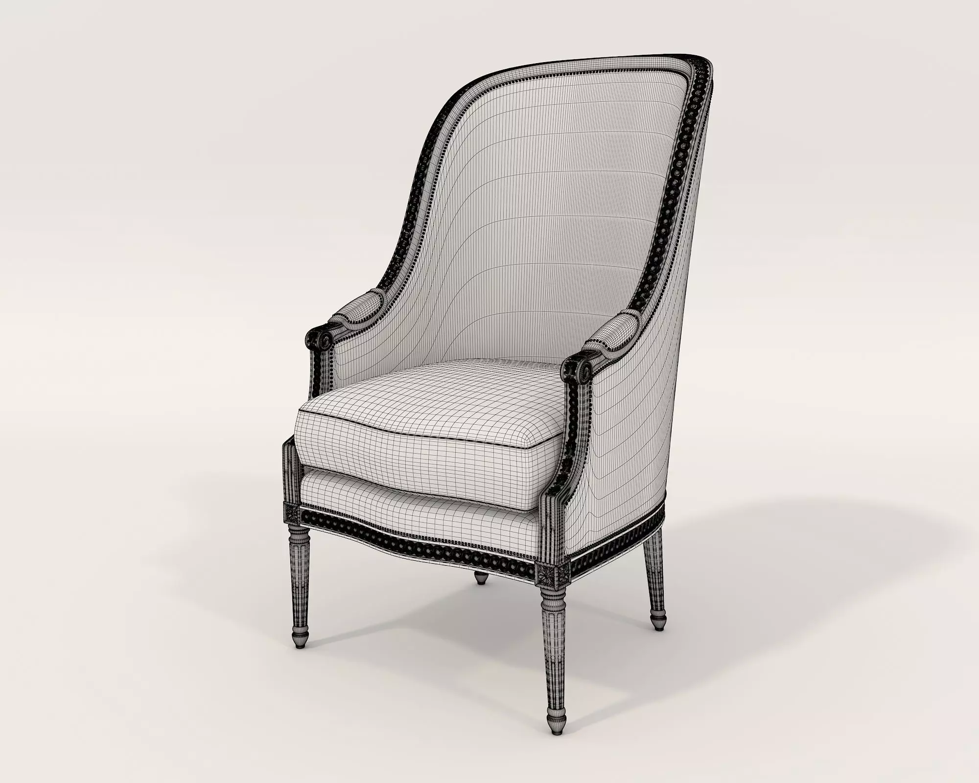 Classic European Style Coffee Table and Armchair 23 3D model_9