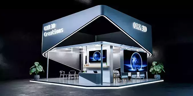 Futuristic Exhibition Booth Design Modern Minimal Setup