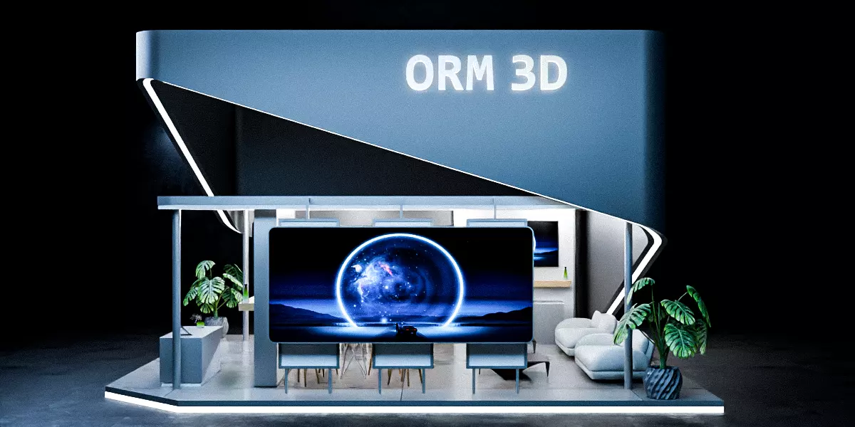 Futuristic Exhibition Booth Design Modern Minimal Setup 3D model_2