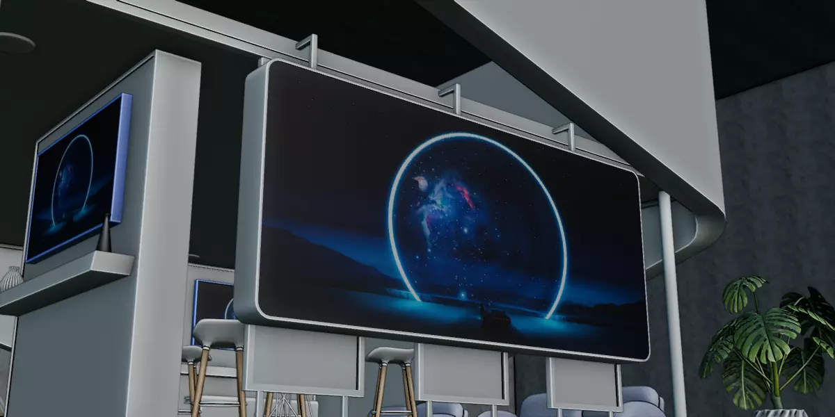 Futuristic Exhibition Booth Design Modern Minimal Setup 3D model_7