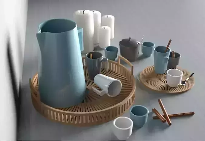 Cup set Modern Kitchenware Set  Jug Cups Trays Candles