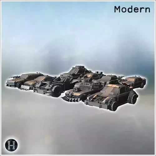 Set of post-apocalypse cars incl BMW 735i buggy  9 - Future Sci-