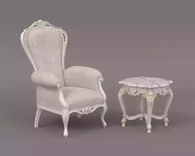 Classic European Style Coffee Table and Armchair 24