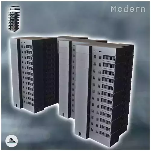 Modular set of modern multi-storey concrete buildings 5 - Modern 3D print model