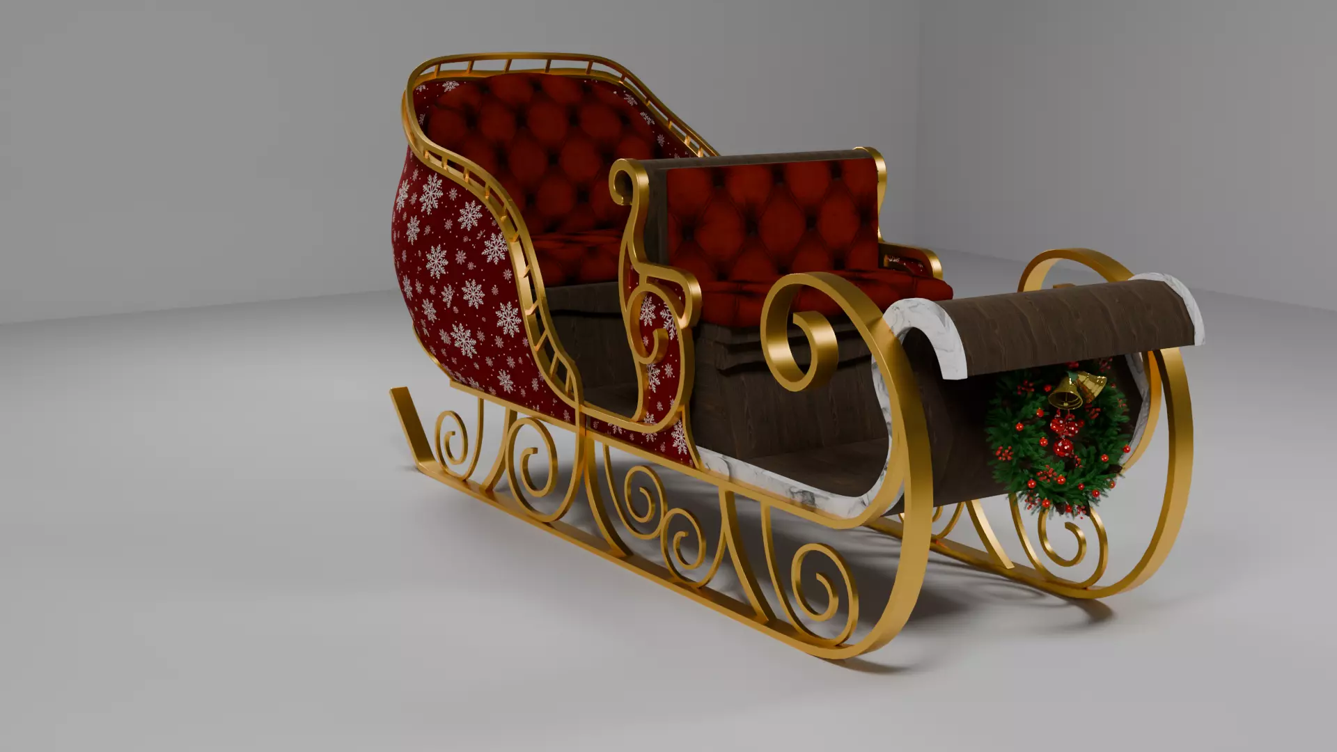 Christmas Sleigh new Low-poly 3D model_1