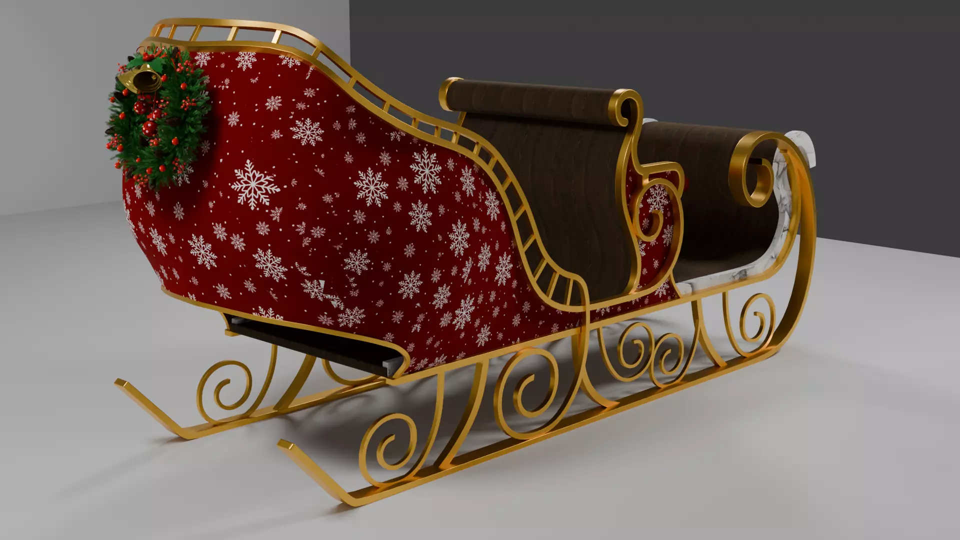 Christmas Sleigh new Low-poly 3D model_3