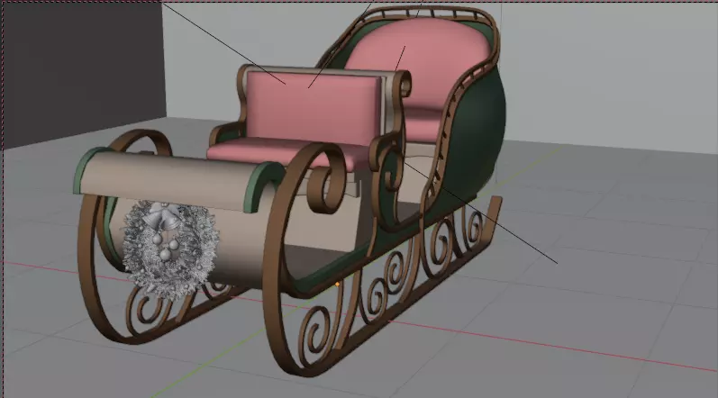 Christmas Sleigh new Low-poly 3D model_4
